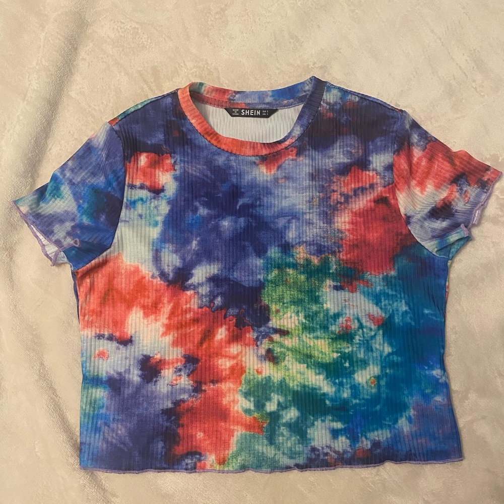 5/$20 SHEIN rainbow tie-dye crop top size small